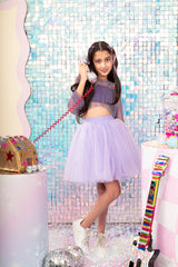 Crystal Mesh Top with Skirt Set