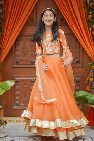 Kesari Gulab Lehenga Set