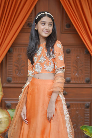Kesari Gulab Lehenga Set