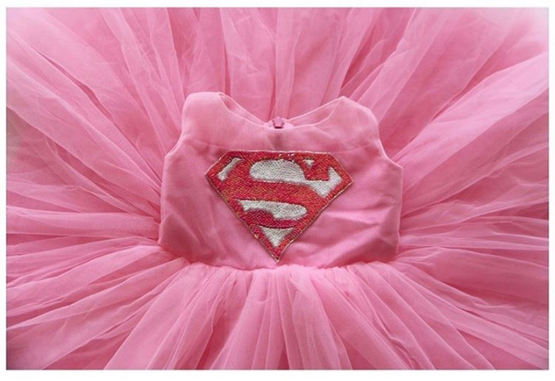 strapless open back dress Supergirl Premium Pink Sequin Costume for Kids - DC Comics