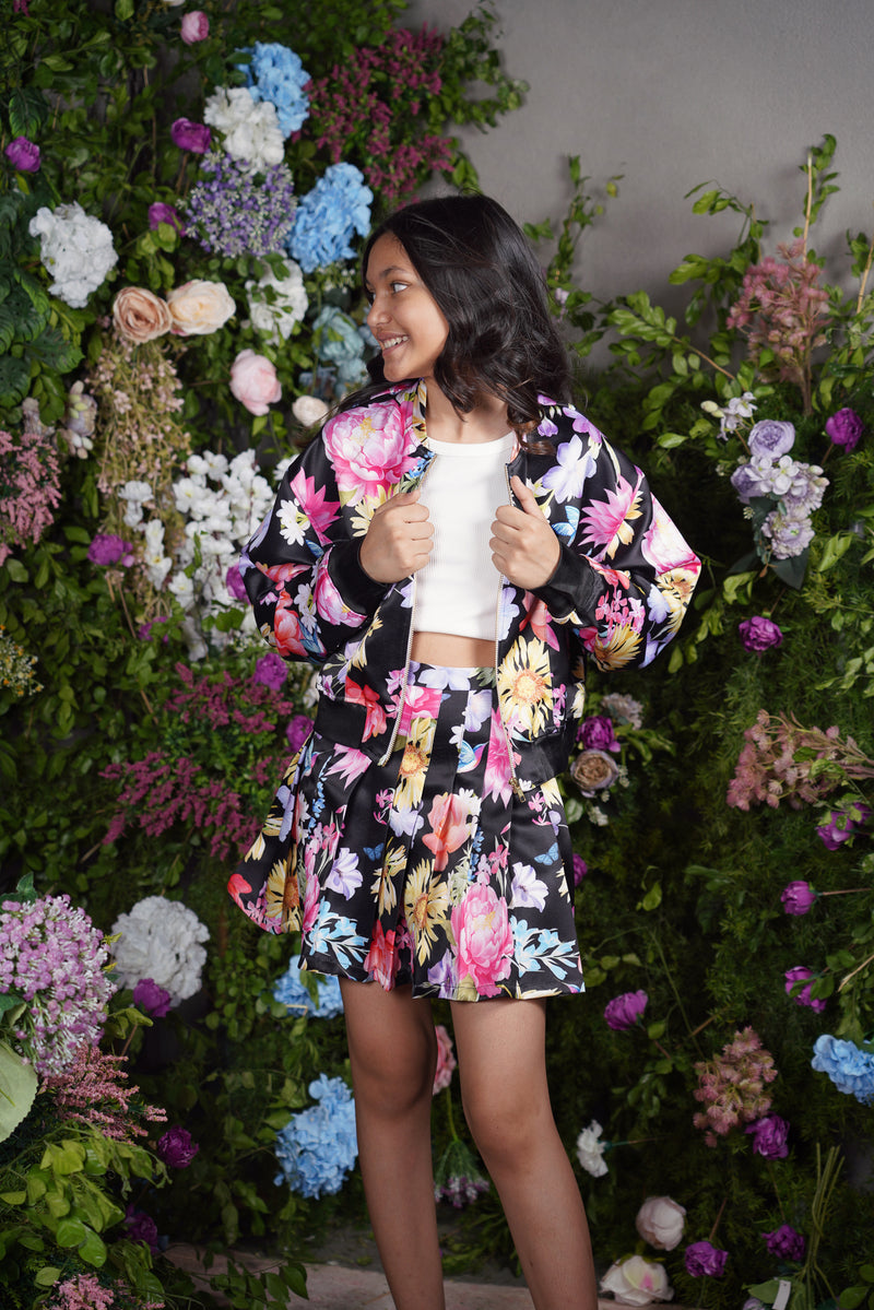 Wildflower Bomber Jacket & Skirt Set