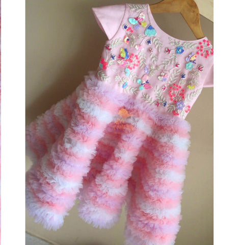 Twirl Away Multi colored Ruffle Dress