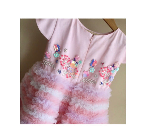 Twirl Away Multi colored Ruffle Dress