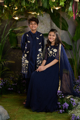 Jugnu Long Open Sherwani Set