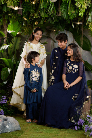 Jugnu Long Open Sherwani Set