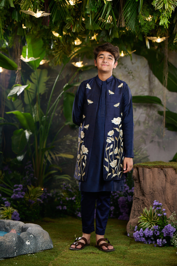 Jugnu Long Open Sherwani Set