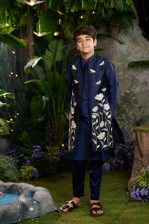 Jugnu Long Open Sherwani Set