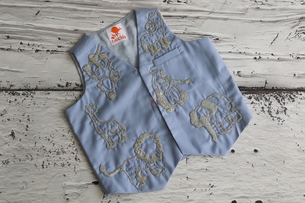 In the Jungle Waistcoat Powder Blue