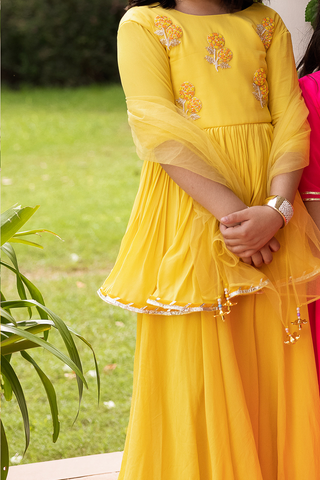 Genda Phool Angrakha Style Tunic and Palaazo Pants